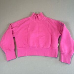 Citizens of Humanity Pink Cropped Mock Neck Sweatshirt Size S Fleece Made in USA